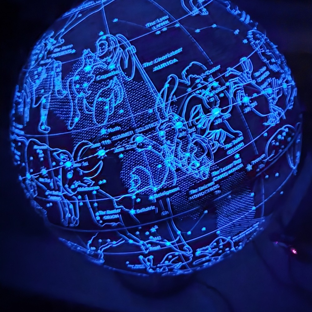 Light Up Celestial Star Map Globe Lamp Rotating Constellation Astronomy Deco EUC